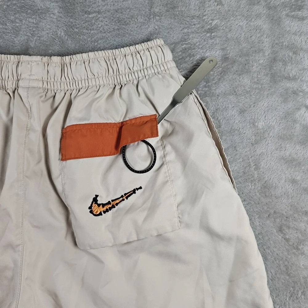 Nike Shorts Men Medium Ivory Sun Club Mesh Lined Running Swim Trunks Embroidered